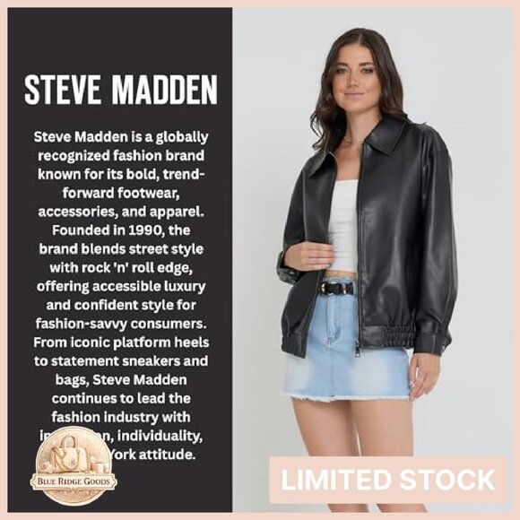 Oversized Faux Leather Bomber Jacket Classic Moto Style Chic Retro - Picture 8 of 8